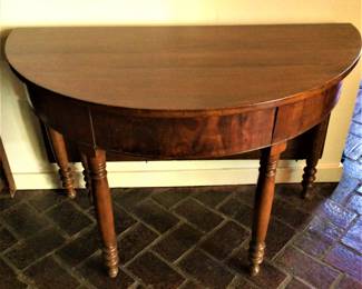 One Half OF Two Antique Demilune Console Tabl