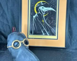The Plague Doctor Matted Artwork And Mask