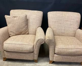 Pair Of Tan Tweed Upholstered Chairs