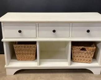 Wood Painted Three Drawer With Storage Baskets