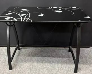 Contemporary Black And White Glass And Metal Desk