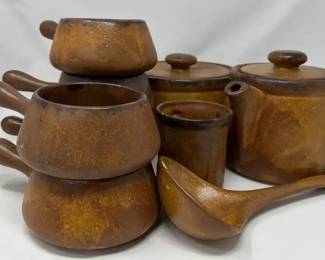 1970s McCoy Canyon Mesa Brown Molted Stoneware