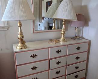 French Provincial dresser, peach accents