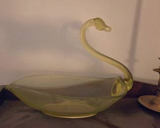 yellow glass swan