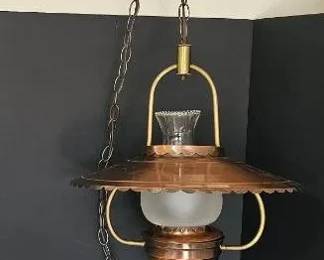 Vintage Copper Brass Hanging Pendant Light Fixture