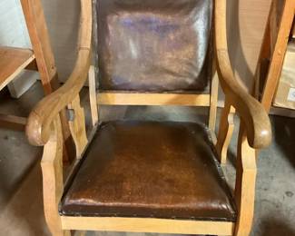 004 Vintage Wood Leather Rocking Chair