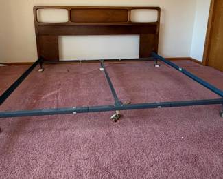 Lane MCM King Size Walnut Head Board Metal Frame
