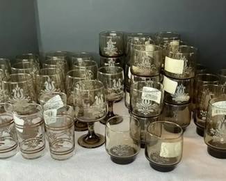 Pfaltzgraff Village Pattern Brown Glassware
