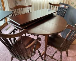Cherry Wood Drop Leaf Table Four Chairs