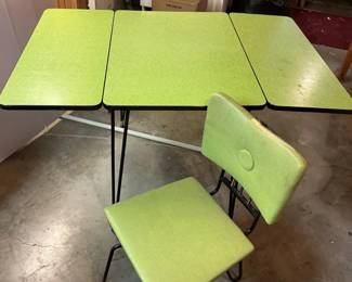 Bekins Mid Century Lime Green Drop Leaf Table Chair