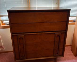 Lane Walnut Five Drawer Dresser