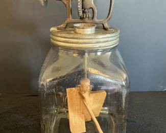 Vintage 6 QT HandCrank Butter Churn with Glass Jar