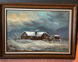 Winter Landscape Oil Painting by Andre de Jong