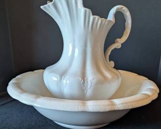 Vintage Semi Porcelain Pitcher Bowl By Goodwin Potter Co.