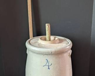011 Antique Red Wing 4Gallon Birch Leaf Butter Churn Crock