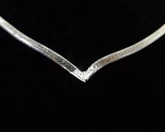 .925 Sterling Silver V-Neck Snake Chain Necklace