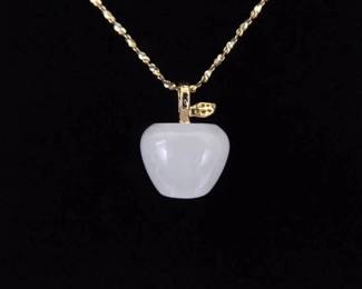 .925 Sterling Silver Crystal Stone Teachers Apple Vermeil Pendant Necklace