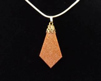.925 Sterling Silver Goldstone Vermeil Pendant Necklace
