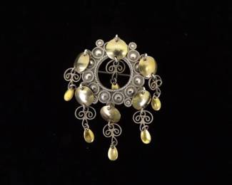 .830 Sterling Silver Norwegian Solje Wedding Brooch