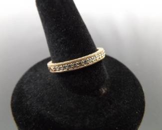 .925 Sterling Silver Rose Gold Crystal Band Ring Size 8
