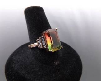 .925 Sterling Silver Multi Color Copper Plated Ring Size 8