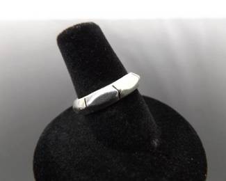 .925 Sterling Silver Bamboo Styled Band Ring Size 6.5