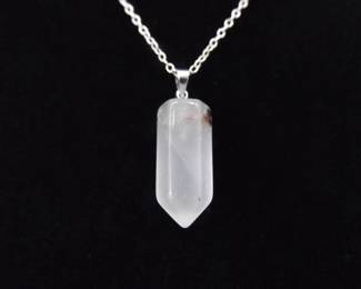 .925 Sterling Silver Healing Crystal Stone Pendant Necklace