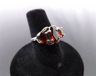 .925 Sterling Silver Garnet Ring Size 6