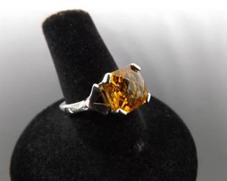 .925 Sterling Silver Citrine Ring Size 7