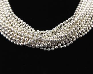 .925 Sterling Silver Multi Strand Necklace