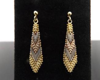 .925 Sterling Silver Multi Tone Vermeil Post Earrings