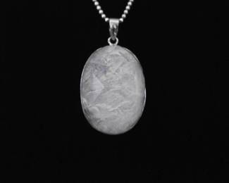 .925 Sterling Silver Crystal Stone Faceted Pendant Necklace