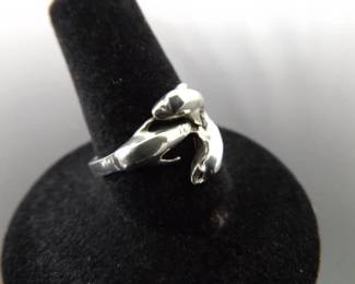 .925 Sterling Silver Dolphin Ring Size 7.75