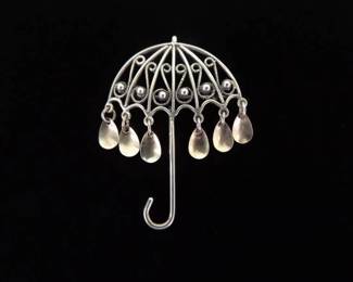 .830 Sterling Silver Norwegian Solje Wedding Umbrella Brooch