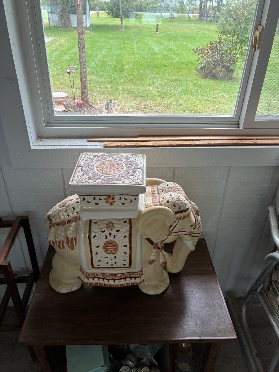 ceramic elephant garden stoop