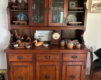 Nice hutch  with ducks, clock, china