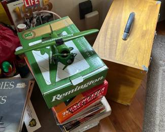 Remington, Winchester metal plane banks in boxes