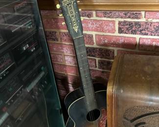 Bronson's 1930 acoustic   guitar, turntable stereo system