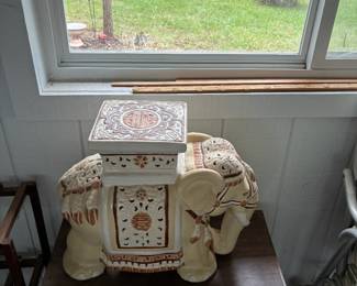 ceramic elephant garden stoop 