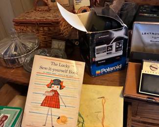 vintage sewing items, vintage cameras