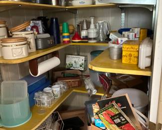 large collection of Tupperware, collection of recipe booklets