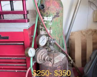 Oxy-acetylene torch tanks w/ gauges — $300