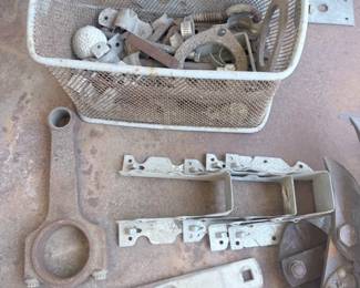 Hardware lot: bolts, clamps, brackets — $40