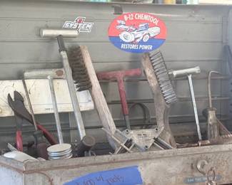 Vintage metal toolbox w/ hand tools — $200 (includes everything inside)