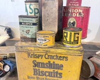 Vintage advertising tins lot — $75