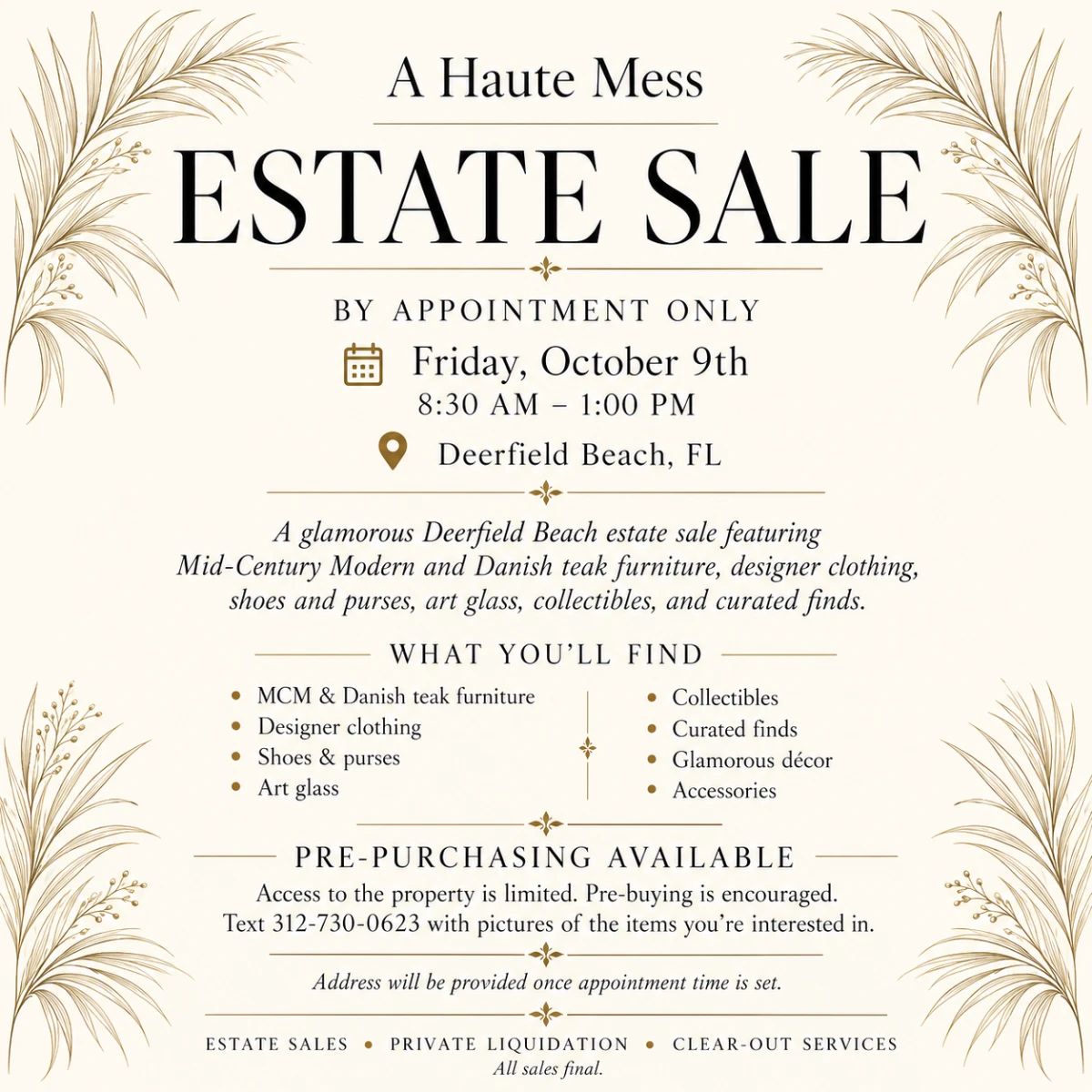 A Haute Mess Estate Sale Flyer