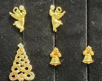 Avon Christmas Earrings and Pin