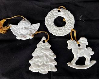 Porcelain Christmas ornaments including Avon