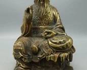 VINTAGE CHINESE MIXED METAL FIGURINE OF TAISHANG LAOJUN STATUE SCULPTURE