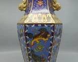 ANTIQUE LARGE CHINESE IMPERIAL CLOISONNÉ VASE WITH FOO DOG HANDLES SIGNED